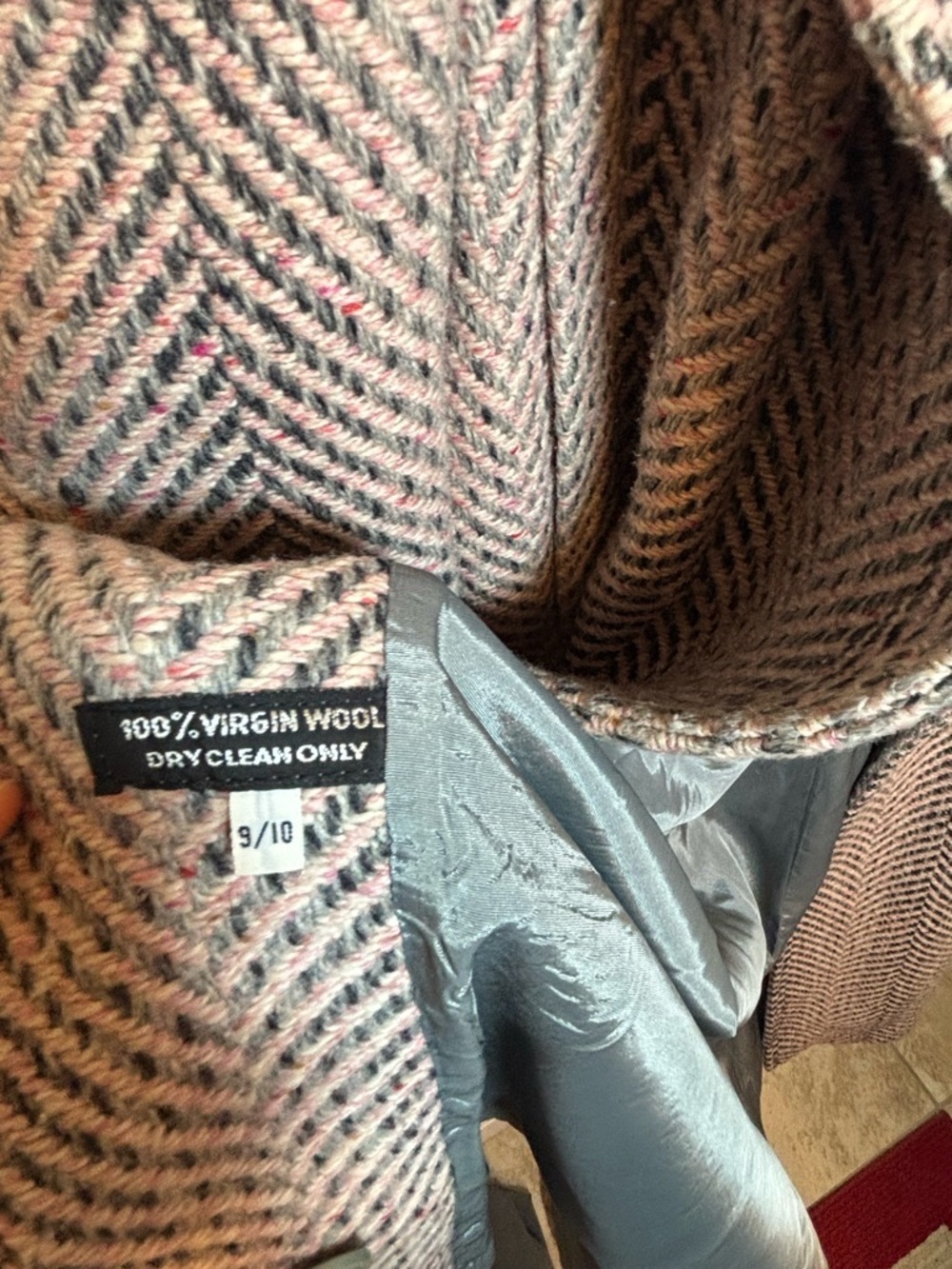 Women's Long pure virgin wool Herringbone Pea Coat - Picture 8 of 8
